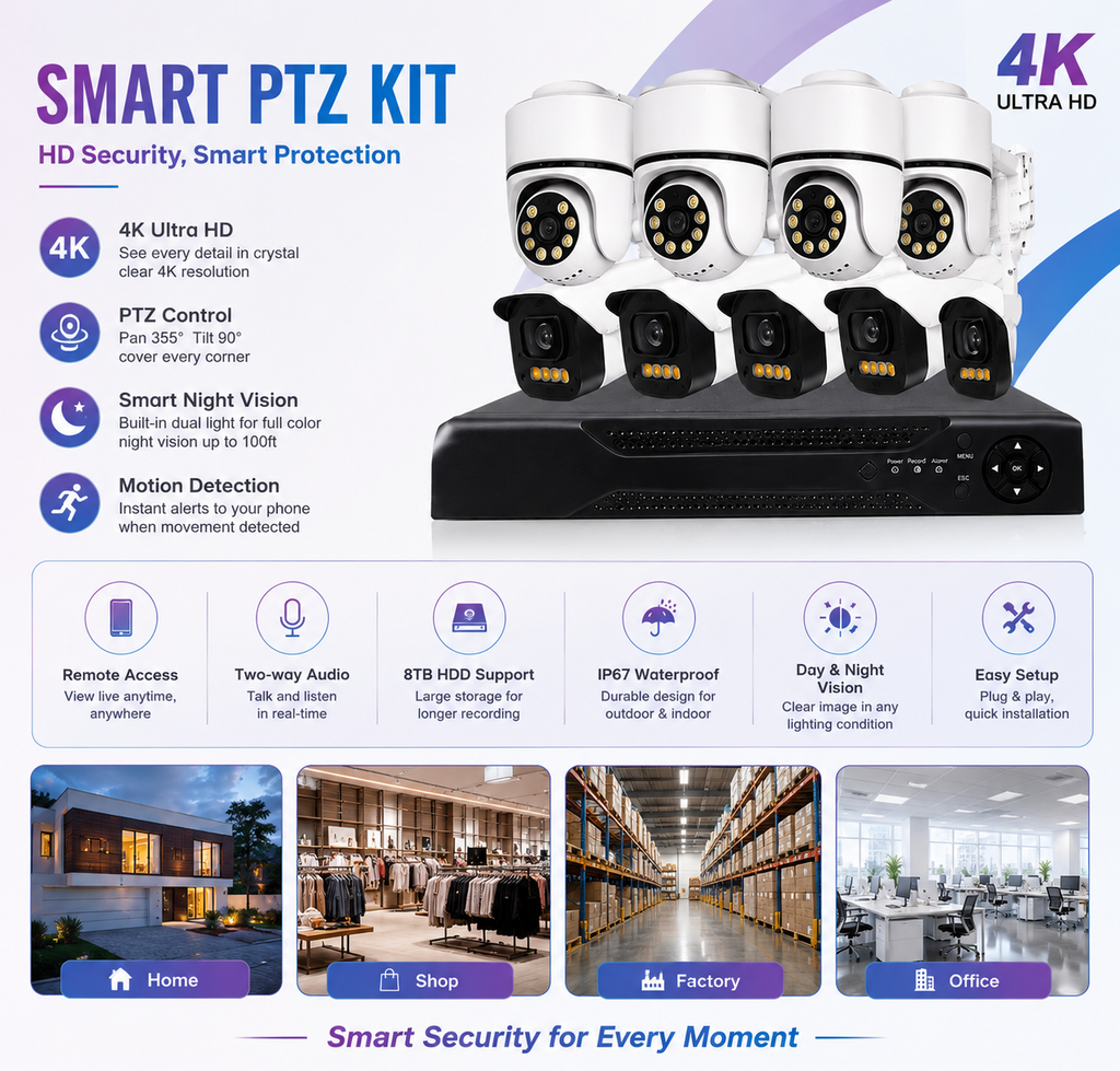 INTELLIGENS PTZ KÉSZLET   VIDEÓMEGFIGYELŐ BIZTONSÁGI RENDSZER  TM-208