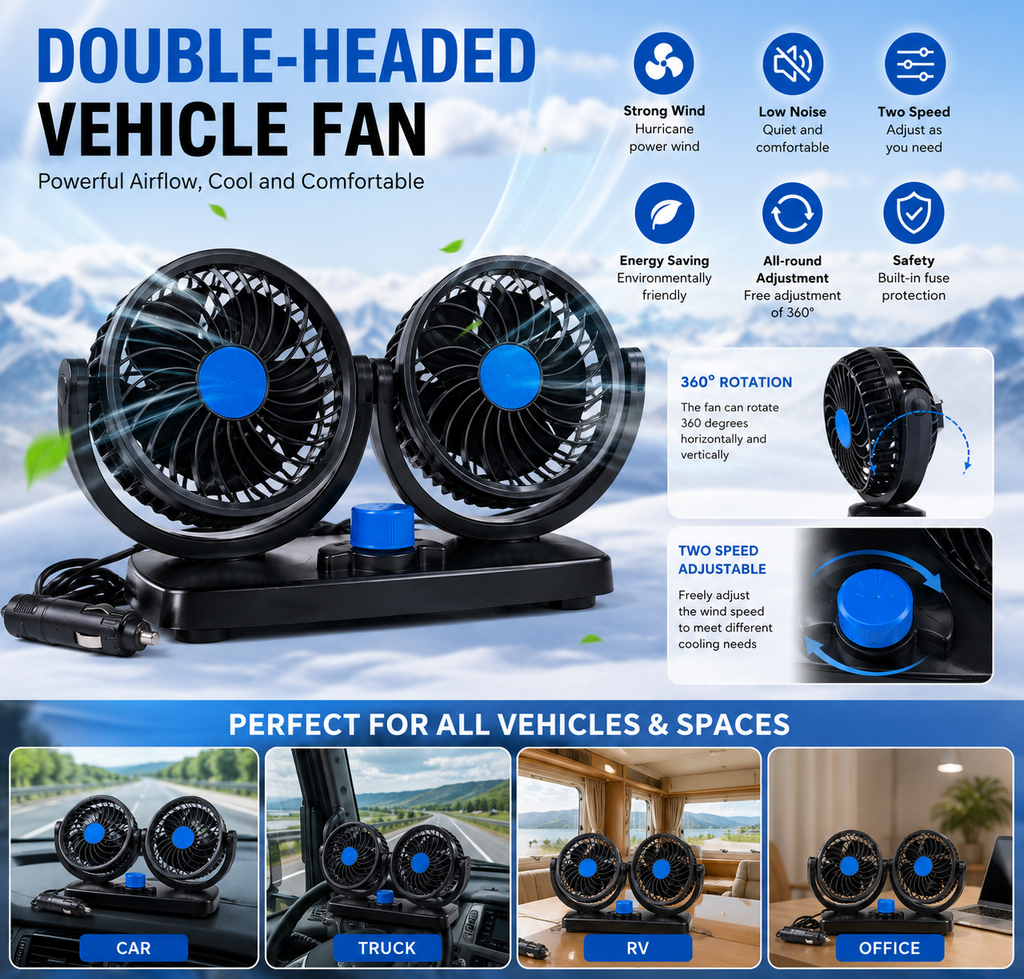 KÉTFEJŰ JÁRMŰVES VENTILÁTOR  HX-T303