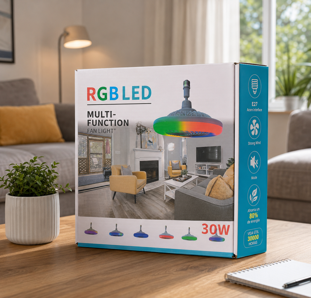 RGB LED TÖBBFUNKCIÓS VENTILÁTOR LÁMPA  30W