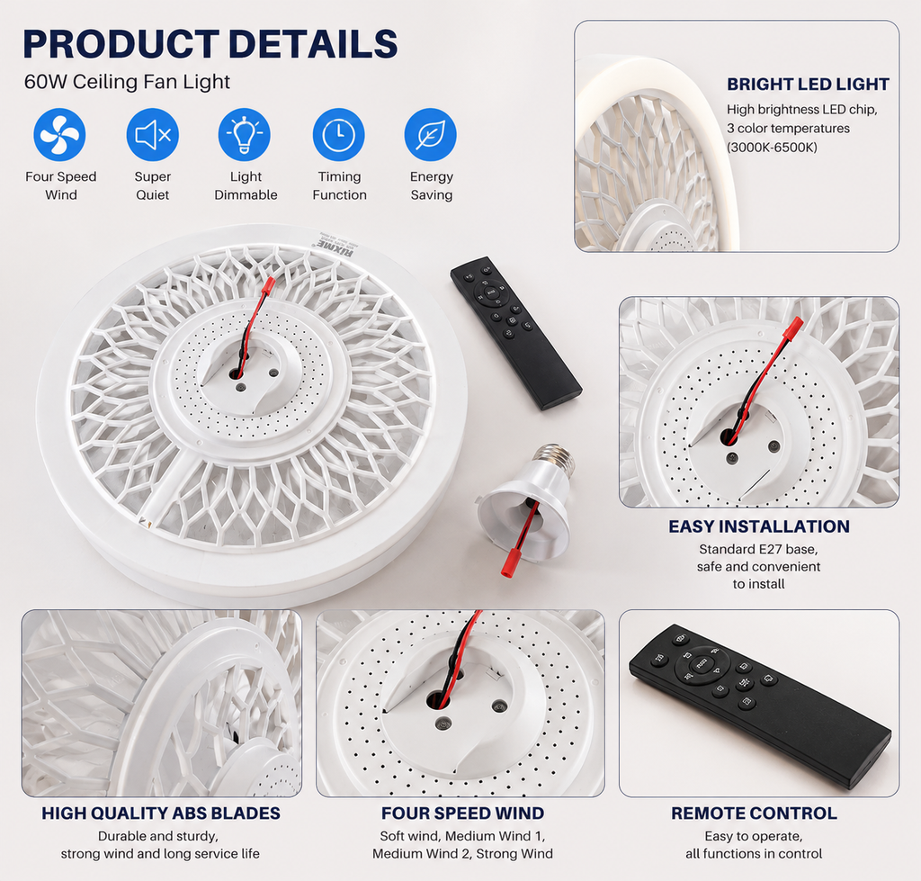 VENTILÁTOR VILÁGÍTÁS 60W-E27