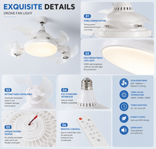 Kép betöltése a Galéria nézőbe, DRÓN VENTILÁTOR LÁMPA  FAN-E27