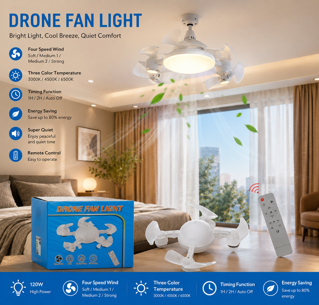 DRÓN VENTILÁTOR LÁMPA  FAN-E27