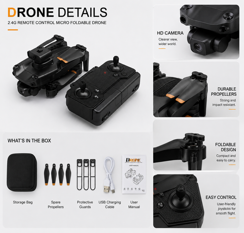 Drone 2.4G TÁVIRÁNYÍTÓ MIKRO ÖSSZEHAJTHATÓ DRONE  G5 MAX
